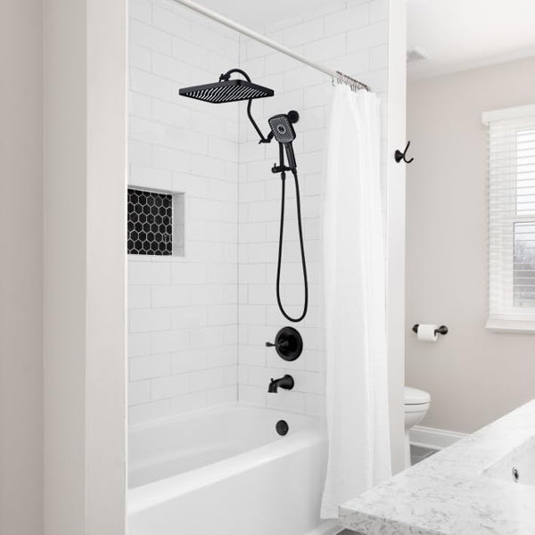 13 Inch Rainfall Shower Head With Handheld Sprayer Combo - 3-Way Diverter, Adjustable Extension Arm, 60" Hose, Chrome